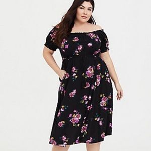 Torrid black purple floral peasant dress plus size
